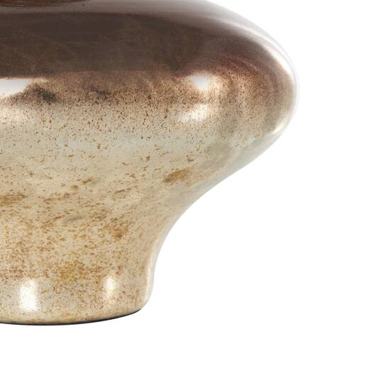 8.75" Beige, Gold & Copper Glass Wide Speckled Ombre Decorative Jar with Oval Top Knob